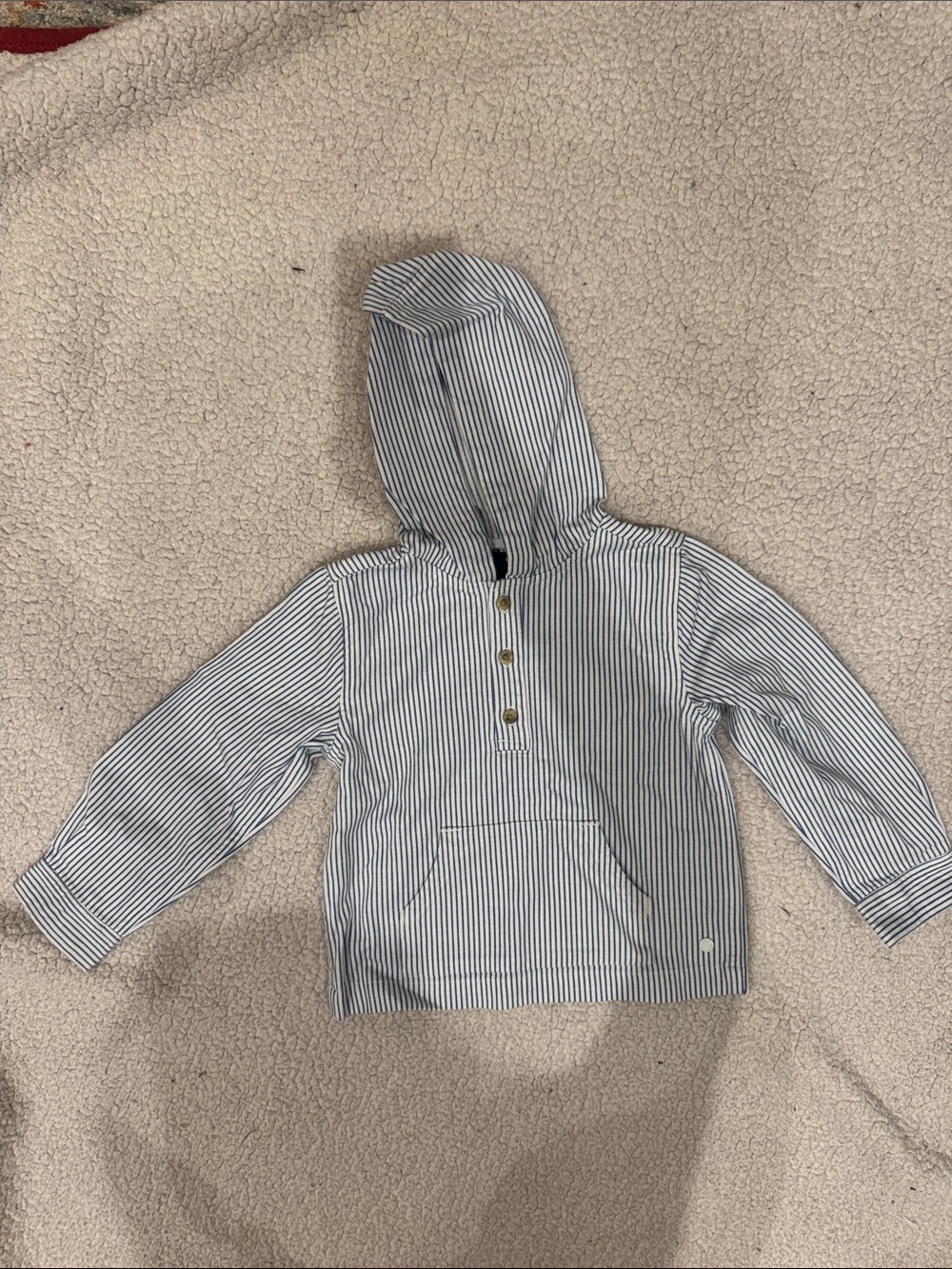 Janie and Jack Blue & White Striped Hooded Henley